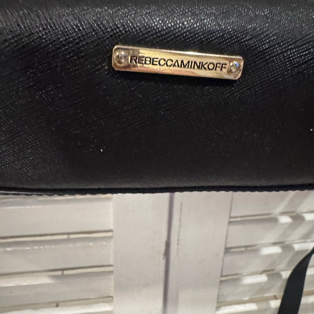 Rebecca Minkoff Black Saffiano Leather Satchel Crossbody Bag Gold Hardware - Picture 3 of 5